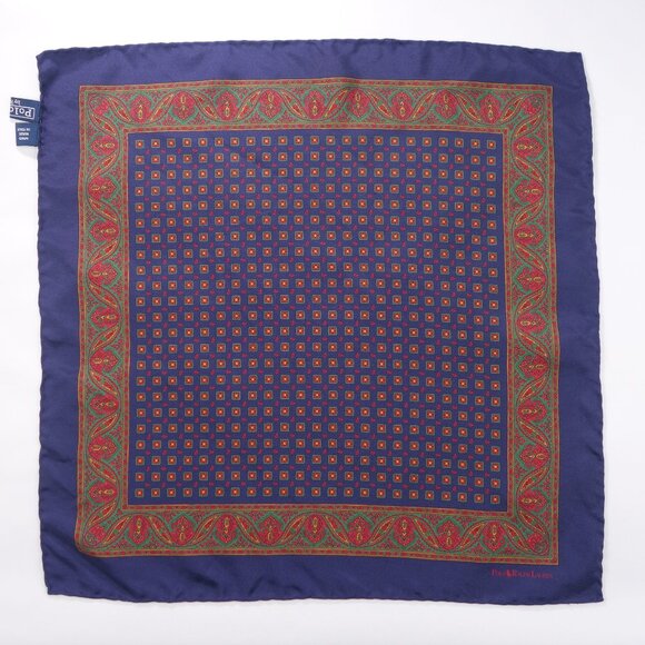 Vtg Ralph Lauren Silk Paisley Pocket Square Made In Italy, Size 18 in x 18 in - Picture 1 of 5